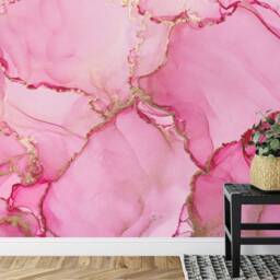 Pink Marble Watercolor Wallpaper Mural, Easy-Install Peel & Stick - thumbnail 3