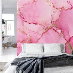 Pink Marble Watercolor Wallpaper Mural, Easy-Install Peel & Stick - thumbnail 2