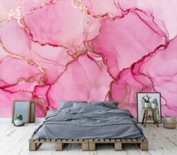 Pink Marble Watercolor Wallpaper Mural, Easy-Install Peel & Stick