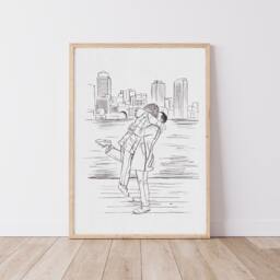 Custom Line Art Portrait - Personalised Engagement Drawing From Photo Minimalist Couple Sketch Wedding Gift Anniversary Present - thumbnail 2