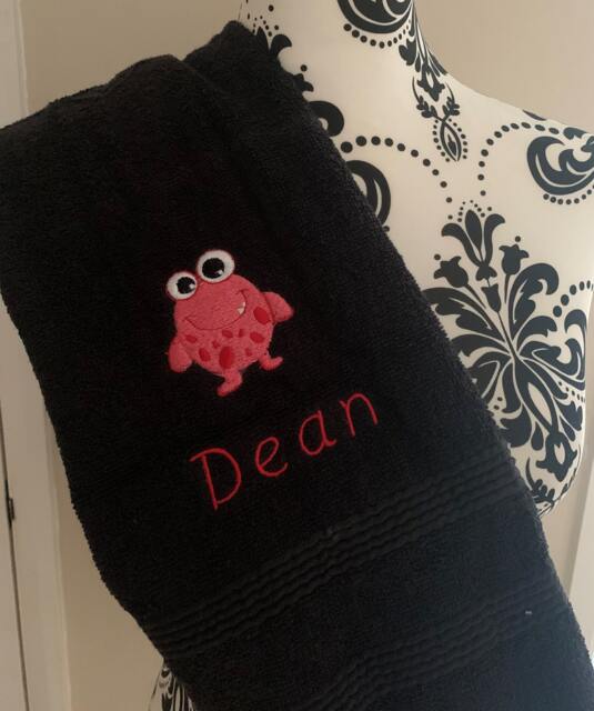 Monster Towel - Personalised Face Cloth/Hand Bath = Embroidered - image 1