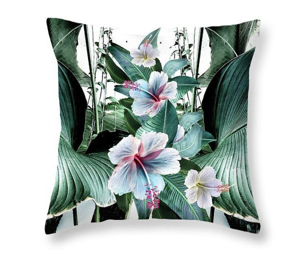 Banana Leaf Pillow, Tropical Cushion, Beach Decor, Greens, Tropical, Bali 16x16, 18x18, 20x20Inches