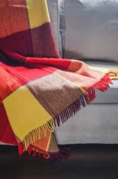 Personalized Luxury Throw Blanket in Red & Yellow - Custom Monogrammed Soft & Cozy Gift For Her Handcrafted - thumbnail 1