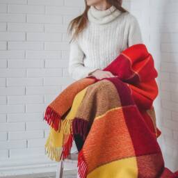 Personalized Luxury Throw Blanket in Red & Yellow - Custom Monogrammed Soft & Cozy Gift For Her Handcrafted - thumbnail 2