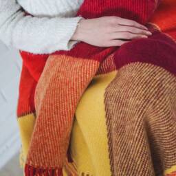 Personalized Luxury Throw Blanket in Red & Yellow - Custom Monogrammed Soft & Cozy Gift For Her Handcrafted - thumbnail 3