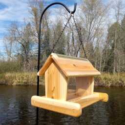 Large 14 Inch Hanging Bird Feeder Cedar Wood - thumbnail 4