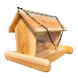 Large 14 Inch Hanging Bird Feeder Cedar Wood - thumbnail 2