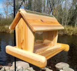 Large 14 Inch Hanging Bird Feeder Cedar Wood