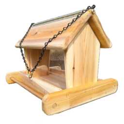 Large 14 Inch Hanging Bird Feeder Cedar Wood - thumbnail 3