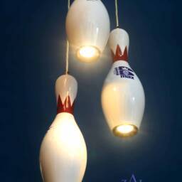 Bowling Pins. Pendant Light. Led Bulbs - thumbnail 3