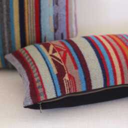 Chimayo Wool Pillow Cover in Garnet Grey Stripe - Made To Order - thumbnail 2
