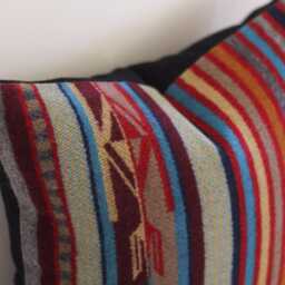 Chimayo Wool Pillow Cover in Garnet Grey Stripe - Made To Order - thumbnail 3