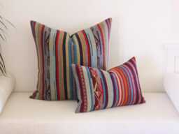 Chimayo Wool Pillow Cover in Garnet Grey Stripe - Made To Order - thumbnail 1