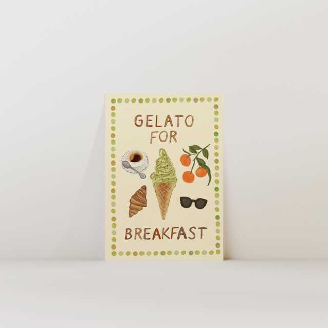 Pistachio Gelato For Breakfast Print - Italy Travel Inspired Poster - Unframed - image 1