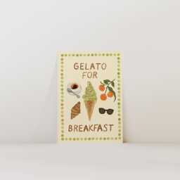 Pistachio Gelato For Breakfast Print - Italy Travel Inspired Poster - Unframed - thumbnail 1