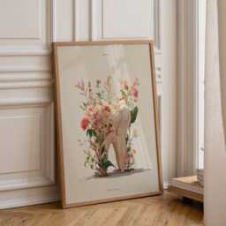 Dental Wall Art Print - Floral Tooth Illustration Elegant Dentist Office D??cor Botanical Medical - thumbnail 1