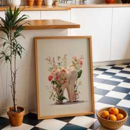 Dental Wall Art Print - Floral Tooth Illustration Elegant Dentist Office D??cor Botanical Medical - thumbnail 2