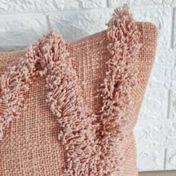 Blush Pink Embroidered Tufted Textured 100% Raw Cotton 18x18 , 20x20 22x22 24x24 Inches Decorative Throw Pillow Cover - thumbnail 3