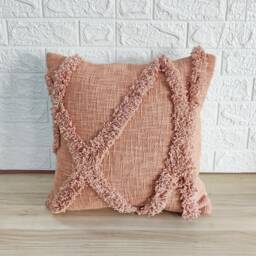 Blush Pink Embroidered Tufted Textured 100% Raw Cotton 18x18 , 20x20 22x22 24x24 Inches Decorative Throw Pillow Cover - thumbnail 1