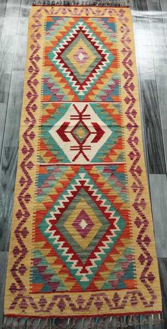 Heritage Tribal Runner, Handmade Artisan Afghan Turkish Scandinavian Navajo Bohemian Flatweave Wool Multicolour Kilim Runner Rug 195x69 cm - image 1