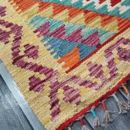 Heritage Tribal Runner, Handmade Artisan Afghan Turkish Scandinavian Navajo Bohemian Flatweave Wool Multicolour Kilim Runner Rug 195x69 cm - thumbnail 2