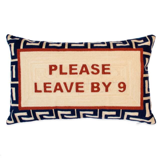 Please Leave By 9 Needlepoint Cushion - image 1
