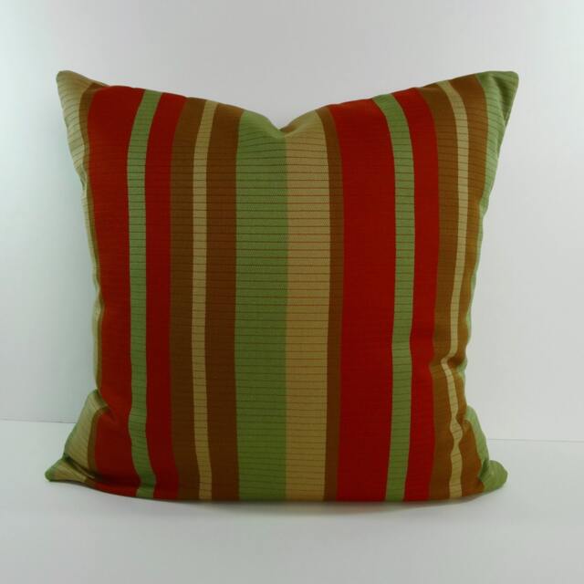 striped Decorative Pillow Cover Green, Orange, Brown - 18x18 - image 1