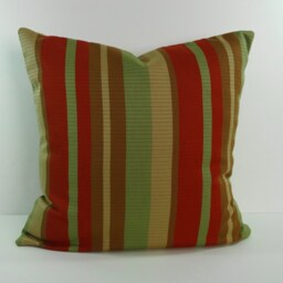 striped Decorative Pillow Cover Green, Orange, Brown - 18x18 - thumbnail 2