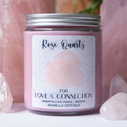 Rose Quartz Crystal Candle Petal Scented, Soy Wax - thumbnail 3