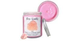Rose Quartz Crystal Candle Petal Scented, Soy Wax