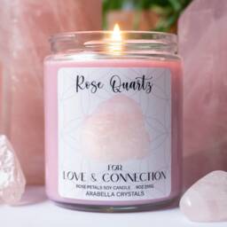 Rose Quartz Crystal Candle Petal Scented, Soy Wax - thumbnail 2