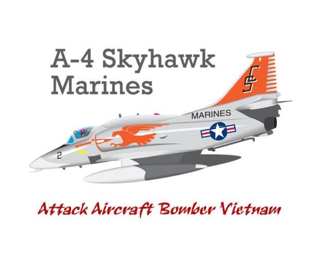 A-4 Skyhawk Marines Wall Fabric Decal Vietnam Attack Fighter Bomber Left View Airplane Up To 54 - image 1