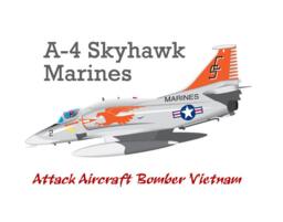 A-4 Skyhawk Marines Wall Fabric Decal Vietnam Attack Fighter Bomber Left View Airplane Up To 54