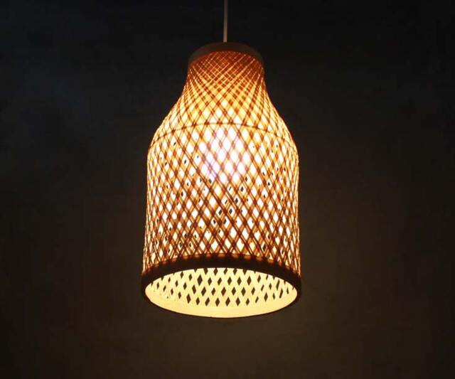 Hand Woven Bamboo Pendant Light - Bottle Shaped Decor Lighting - image 1