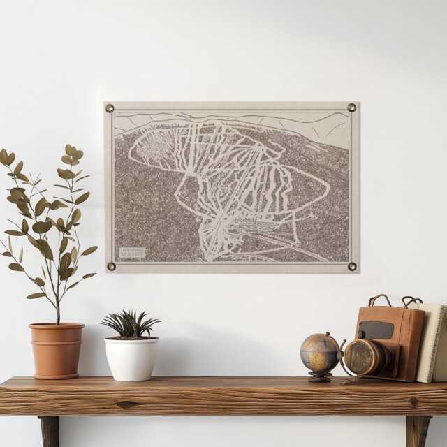 Saddleback Maine Mountain Map Felt Poster Banner - Vintage Ski Snowboard Mountain Wall Art Gift. Flag Pennant Home Decor. Usa Handmade - image 1