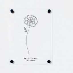 October Birth Flower On Acrylic Wall Sign, Mother's Day Keepsake, Marigold Gift, 1St Stats Mum Gift - thumbnail 2