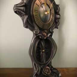 Art Nouveau Rose Mantel Clock, Decorative Table Clock - thumbnail 3