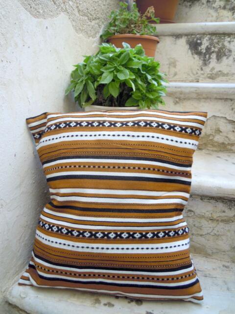 Greek Woven Cushion Cover Striped Cotton Blend, Easy Wash - 17.3 X 17.3 Inches - image 1