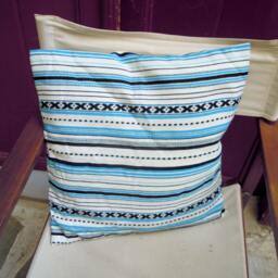 Greek Woven Cushion Cover Striped Cotton Blend, Easy Wash - 17.3 X 17.3 Inches - thumbnail 3