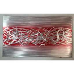 Charged. Modern Abstract Metal Wall Art, Red & Silver, Indoor/Outdoor - thumbnail 2