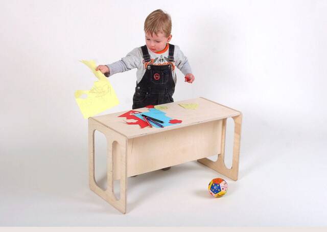 Play Table & Play Bench Tim Made Of Waxed Wood For The Toddler Modern Children's Room - image 1