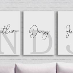 Set Of Three 3 Personalised Name & Initial Prints - Couples Or Family A3 A4 A5 Wall Art Unframed Poster - thumbnail 2