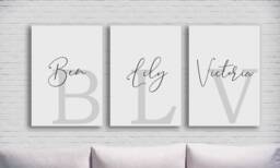 Set Of Three 3 Personalised Name & Initial Prints - Couples Or Family A3 A4 A5 Wall Art Unframed Poster - thumbnail 1