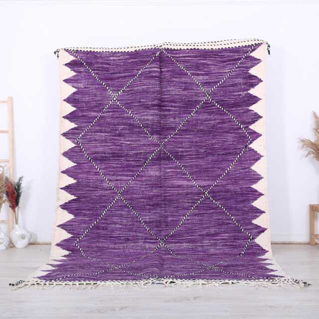 Purple Flatweave Moroccan Rug - Handwoven Wool Kilim Geometric Berber Custom Area Tribal Decor Lightweight Handmade - image 1