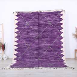 Purple Flatweave Moroccan Rug - Handwoven Wool Kilim Geometric Berber Custom Area Tribal Decor Lightweight Handmade