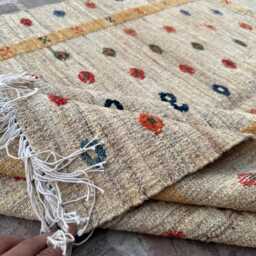 4x5 Afghan Kilim Flatweave Rug - Warm Beige Tribal Wool Carpet Hand-Knotted Turkmen Geometry For Modern Boho Living Spaces Gift - thumbnail 4