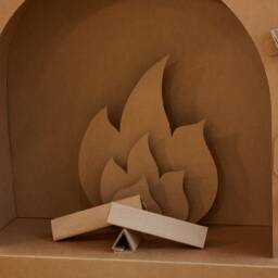 New Christmas Cardboard Fireplace Decoration Standee With Logs Flames. Fireplace - thumbnail 4