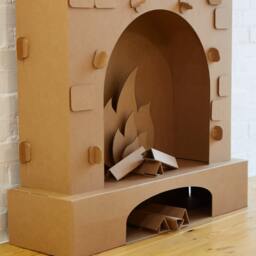 New Christmas Cardboard Fireplace Decoration Standee With Logs Flames. Fireplace - thumbnail 3
