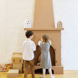 New Christmas Cardboard Fireplace Decoration Standee With Logs Flames. Fireplace - thumbnail 2