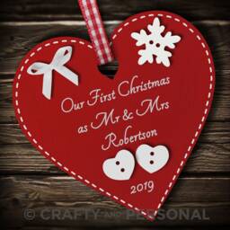 Personalised Our First 1st Christmas As Mr & Mrs Bauble Wooden Heart Tree Ornament Or Magnet Gift For Husband Wife Couple - thumbnail 3